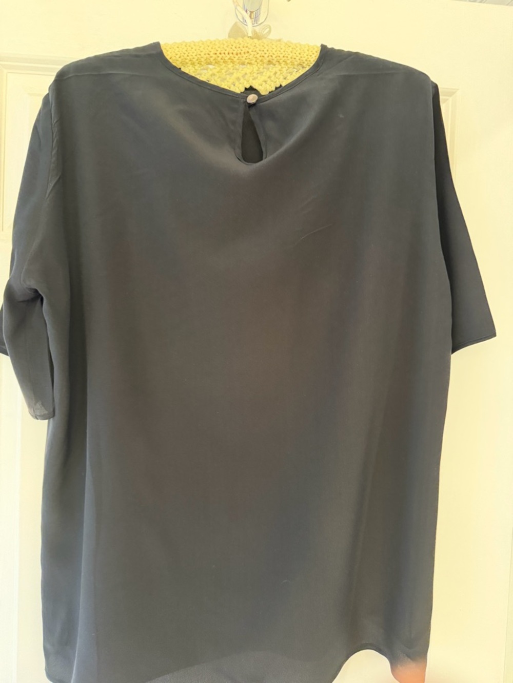 MaxMara Black Short-Sleeve Keyhole Top